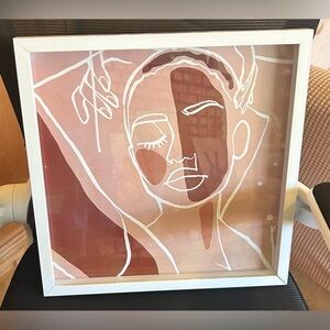 Oliver Gal Abstract Face Line Art in Pink and Cream